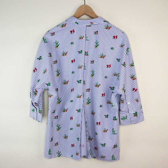 ZARA Cactus Button Up Striped Oversized Shirt - Picture 2 of 12